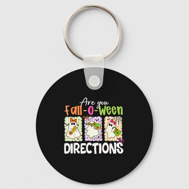 Are You Fall-o-ween Directions Cute Ghost Teacher  Nyckelring (Framsida)