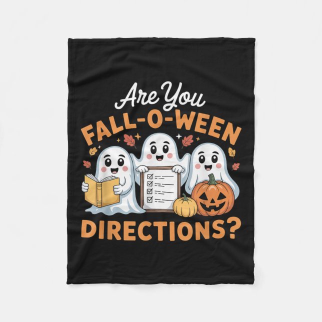 Are You Fall O Ween Directions Teacher Ghost Hallo Fleecefilt (Framsidan)