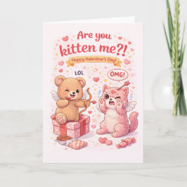 Are You Kitten Me? Cute Funny Cat Valentine’s Day  Kort