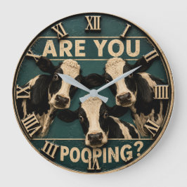 Are You Pooping? Funny Cow Farmhouse Bathroom Stor Klocka