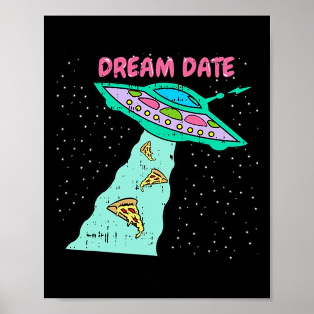 Area-51 Alien Spaceship Pizza Dream Date Easy Hall Poster (Framsidan)
