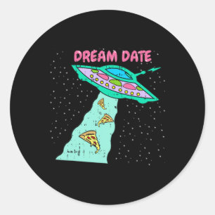 Area-51 Alien Spaceship Pizza Dream Date Easy Hall Runt Klistermärke