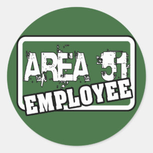 AREA 51 Arbetsgivarmärke Runt Klistermärke