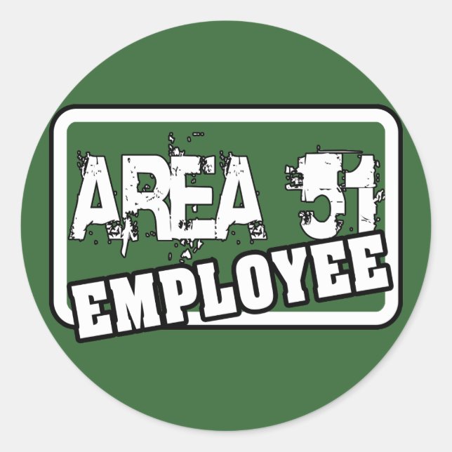 AREA 51 Arbetsgivarmärke Runt Klistermärke (Framsida)
