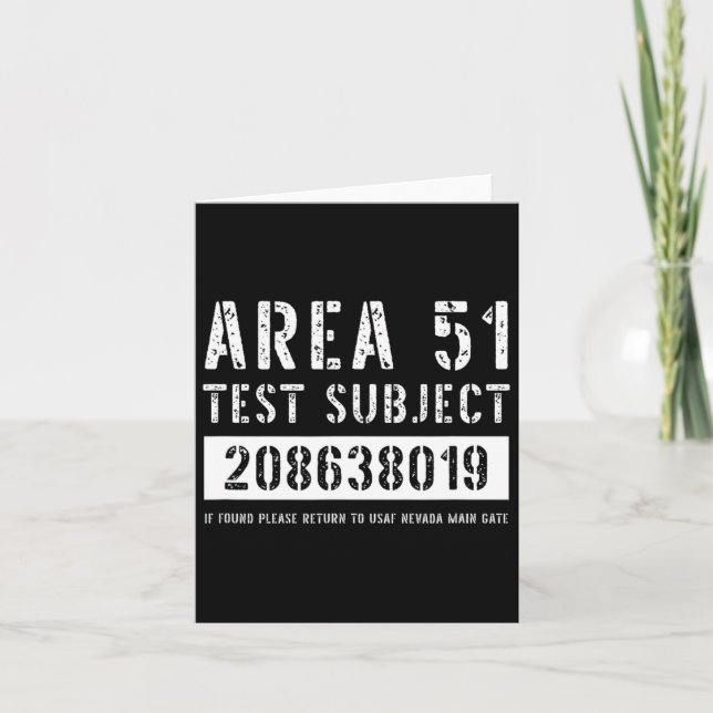 Area 51 Testämne 8019 Utomjordisk Bortföring Hallo Kort (Framsida)