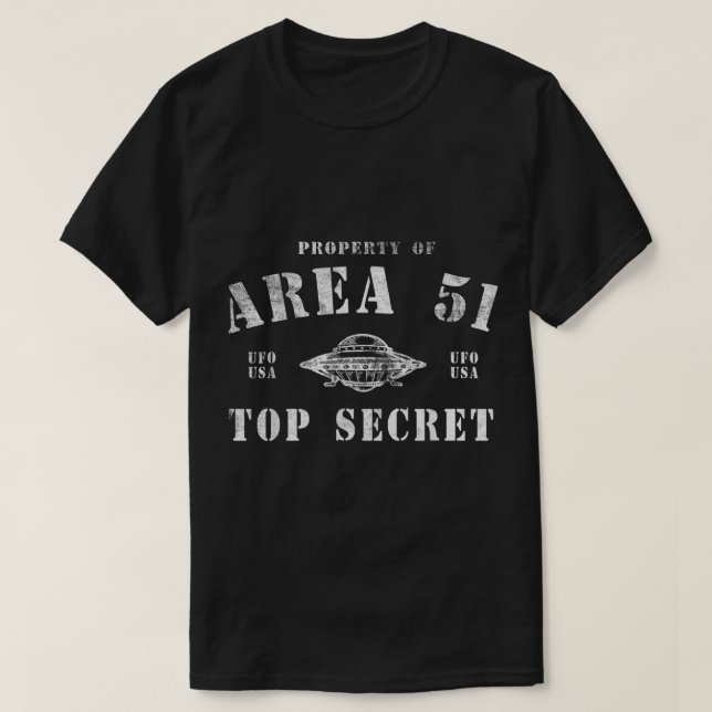 Area 51 Top Secret UFO Design T Shirt (Design framsida)
