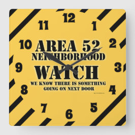 Area 52 With Yellow Warn Logo Design Fyrkantig Klocka