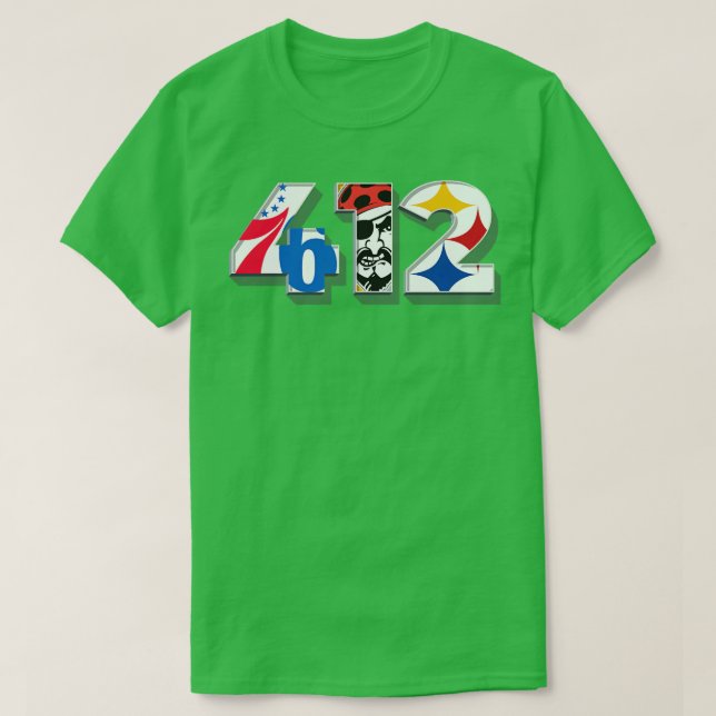 Area Code 412 v2 Sports Teams for Pittsburgh T Shirt (Design framsida)