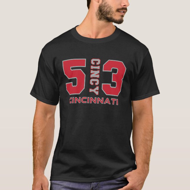 Area Code 513 Cincy Downtown Cincinnati Ohio Home  T Shirt (Framsida)