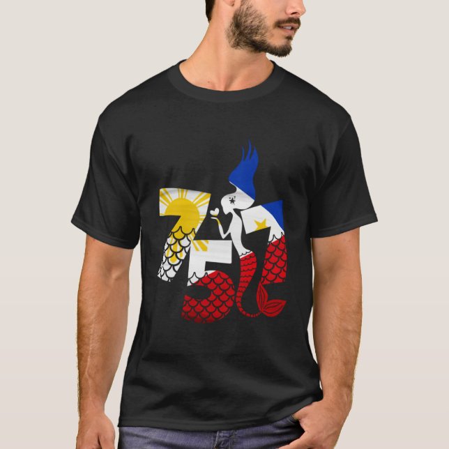 Area Code 757 Filipino American With Mermaid Phili T Shirt (Framsida)
