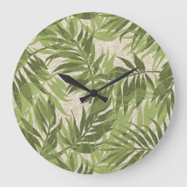 Areca Handflatan Hawaiian Tropical Vintage Grönt Stor Klocka
