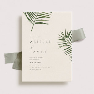 Areca Modern Watercolor Handflatan Bröllop Inbjudningar