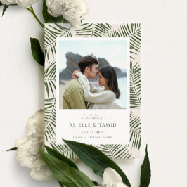 Areca Modern Watercolor Handflatan Bröllop Spara Datumet