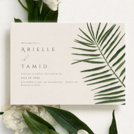 Areca Modern Watercolor Handflatan landskap Bröllo Inbjudningar