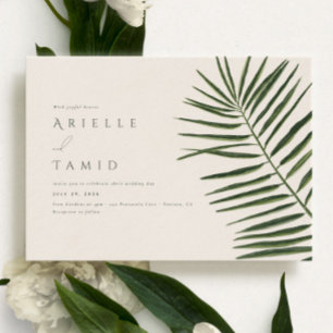 Areca Modern Watercolor Handflatan landskap Bröllo Inbjudningar