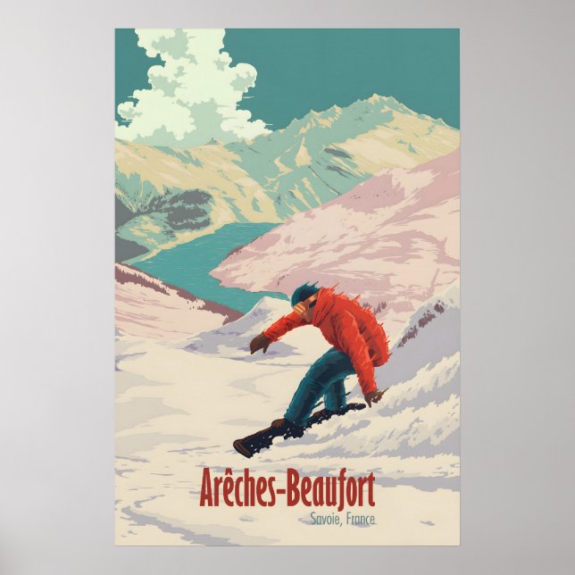Areches Beaufort Snowboard Reseskylt Poster (Framsidan)