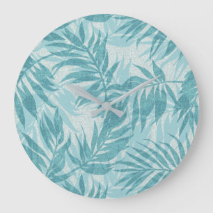 Arekapalmor Hawaiiansk Tropisk Vintage Aqua Stor Klocka