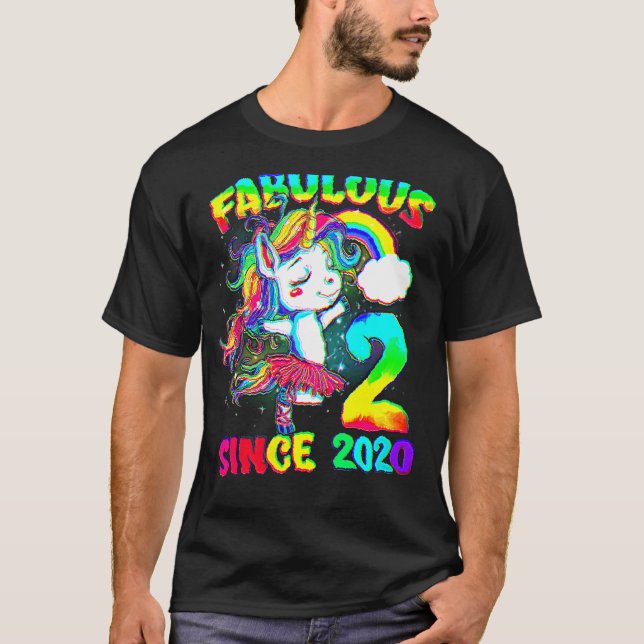 Åren 2:a födelsedag Unicorn Girl Fabulous T Shirt (Framsida)