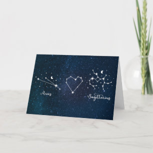 Åren + Sagittarius Zodiac Signera Alla hjärtans da Tack Kort