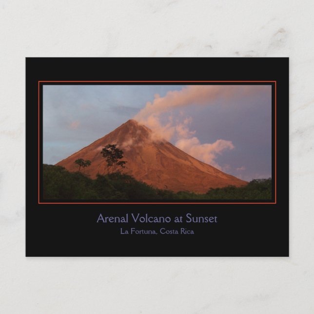 Arenal Volcano vid Sunset Postcard Vykort (Framsida)