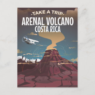 Arenal vulkanen Costa Rica vintage tecknad film Vykort