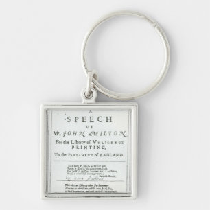 Areopagitica ett tal av John Milton Fyrkantig Silverfärgad Nyckelring