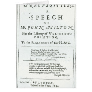 Areopagitica ett tal av John Milton Hälsningskort