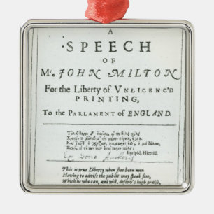 Areopagitica ett tal av John Milton Julgransprydnad Metall