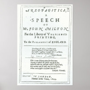 Areopagitica ett tal av John Milton Poster