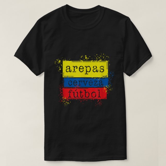 Arepas Cerveza Futbol colombiansk Flagga Jersey T Shirt (Design framsida)