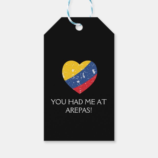 Arepas Funny Quote colombiansk mat Presentetikett (Framsidan)