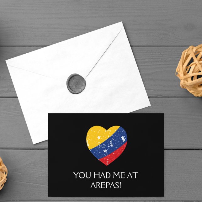 Arepas Funny Quote colombiansk mat Vykort (Colombia Arepas Flag Quote)