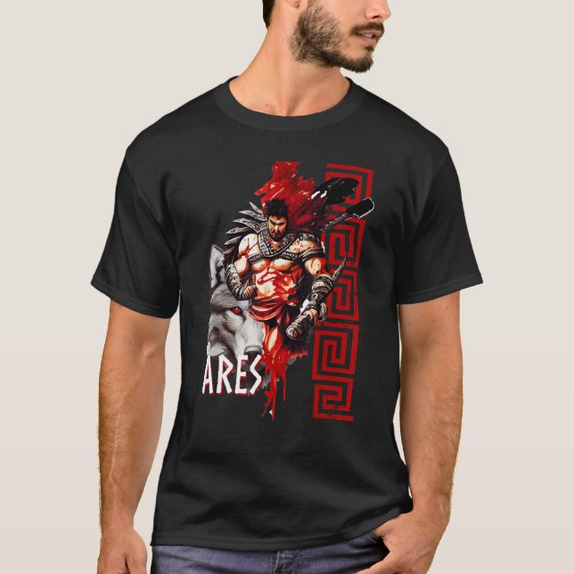 Ares Ancicic Greece Varg Krig Gud Grek Mythology T Shirt (Framsida)