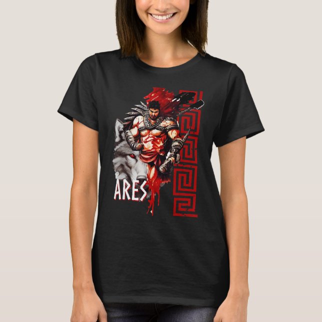 Ares Ancicic Greece Varg Krig Gud Grek Mythology T Shirt (Framsida)