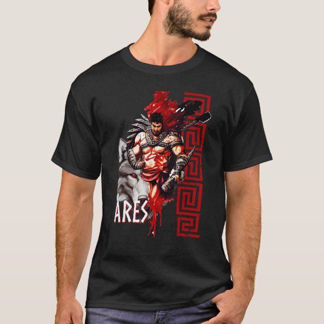 Ares Ancient Greece Wolf War God Greek Mythology T Shirt (Framsida)