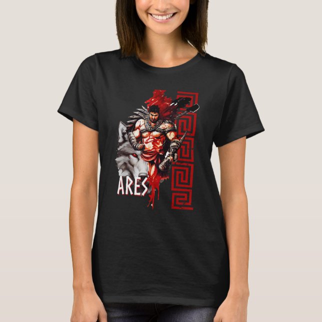 Ares Ancient Greece Wolf War God Greek Mythology T Shirt (Framsida)