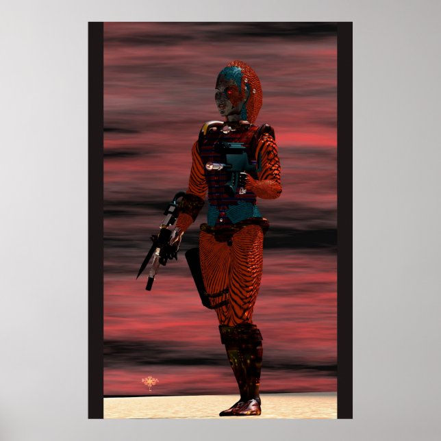 ARES CYBORG I ÖKENSOLNEDGÅNG Science Fiction Scifi Poster (Framsidan)