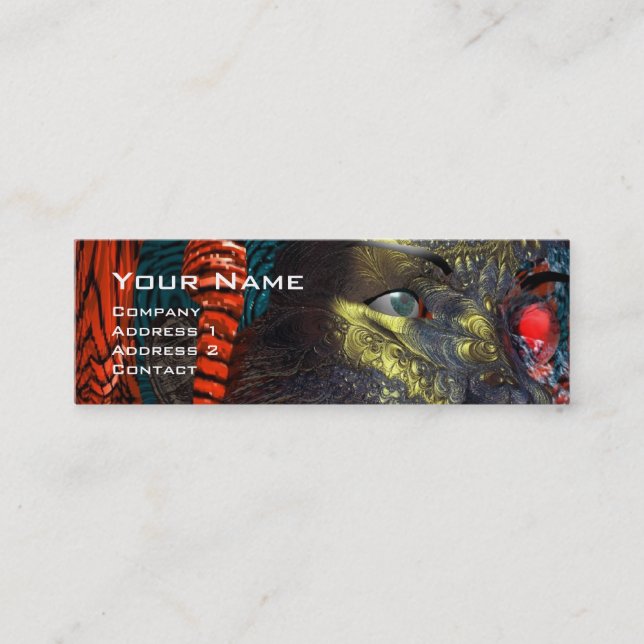 ARES CYBORG PORTRÄTT Red Gult Science fiction Mini Visitkort (Framsida)