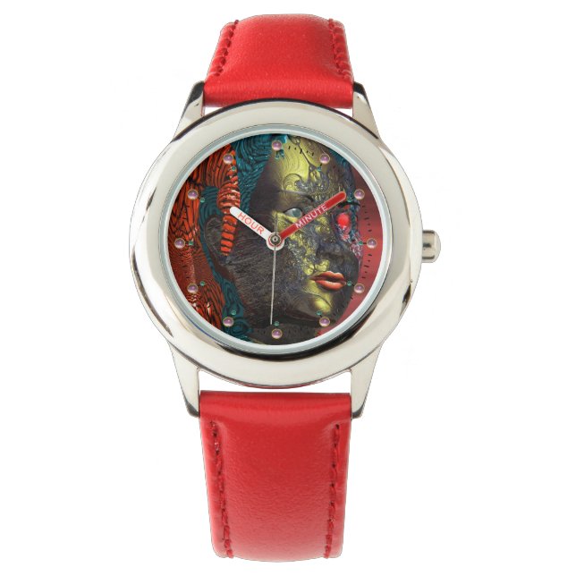 ARES CYBORG PORTRÄTT Red Science fiction Sci-Fi Armbandsur (Framsida)