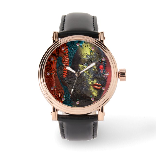 ARES CYBORG PORTRÄTT Red Science fiction Sci-Fi Armbandsur (Framsida)
