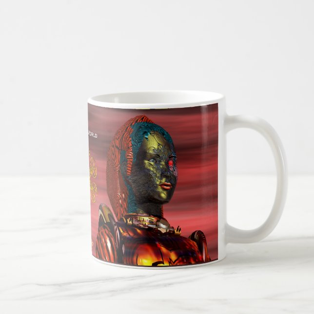 ARES CYBORG PORTRÄTT Red Science fiction Sci-Fi Kaffemugg (Höger)