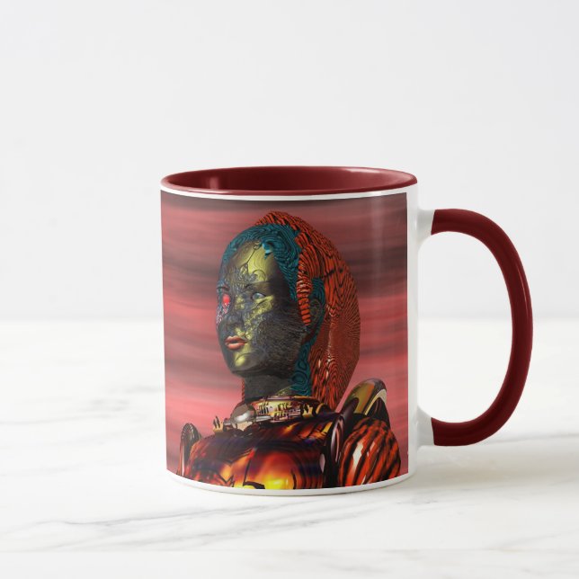 ARES CYBORG PORTRÄTT Red Science fiction Sci-Fi Mugg (Höger)