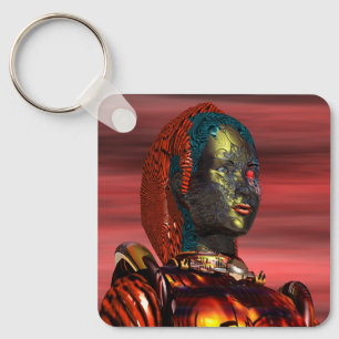 ARES - CYBORG PORTRÄTT,RED SUNSET Science fiction Nyckelring