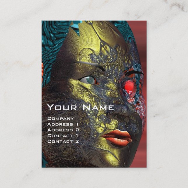 ARES CYBORG Red Gult Sci-Fi,Robotics,Tech Visitkort (Framsida)