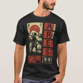 Ares Grekiska Gud - Japanska Samurai Stil T Shirt