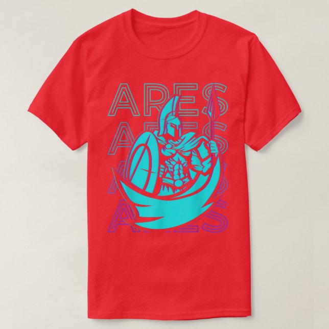 Ares Grekiska Gud Krig Retro Ares T Shirt (Design framsida)