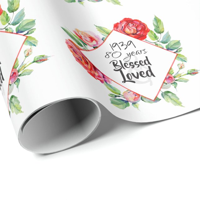 Året Born AGE Birthday Gift for Women Ro Presentpapper (Rullad Hörn)