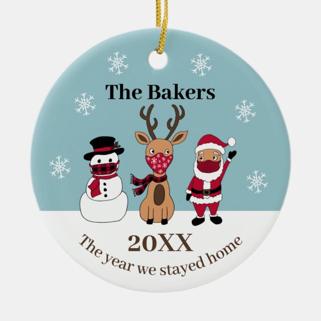 Året då vi sparade hem, tomten Reindeer Julgransprydnad Keramik (Framsidan)