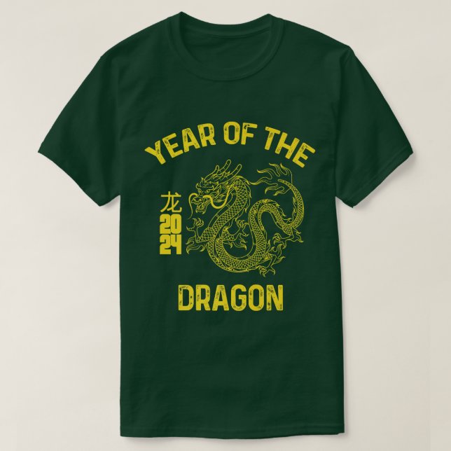 Året för Cirkulär Asiatisk kinesisk nyhet i Dragon T Shirt (Design framsida)