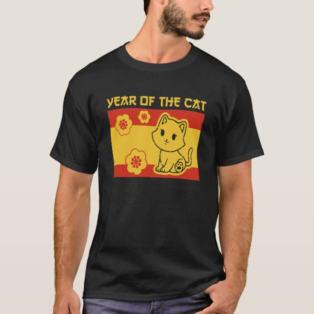 Året för de kinesiska kattungarna med zodiaklunar t shirt (Framsida)